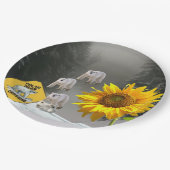 Sonnenblumen Polar Bären Blumenpapier Teller (Schrägansicht)