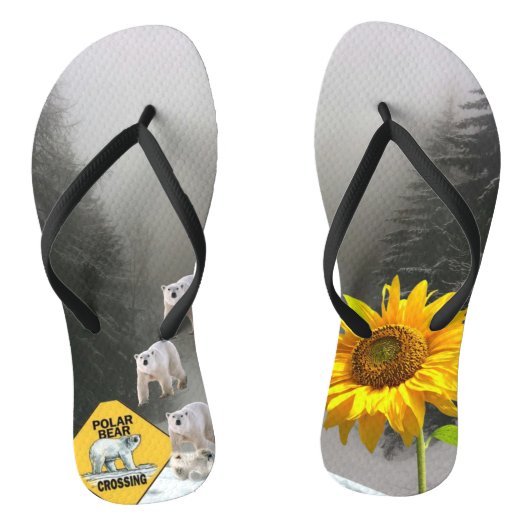 Sonnenblumen Polar Bären Blütenflöten Flops Badesandalen (Fußbett)