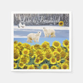 Sonnenblumen-Polar-Bärenpapier Napkins Serviette (Vorderseite)