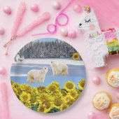 Sonnenblumen-Polar-Bärenpapier-Teller Pappteller (Party)