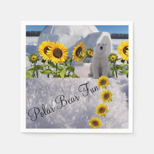 Sonnenblumen Polar Bear Paper Napkins Serviette (Vorderseite)
