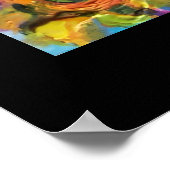 SONNENBLUMEN, POPPIEN UND SCHWARZE ROOSTER POSTER (Ecke)
