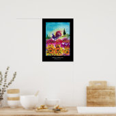 SONNENBLUMEN, POPPIEN UND SCHWARZE ROOSTER POSTER (Küche)