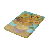 Sonnenblumen, postimpressionistisches Stillleben-G Badematte (Schrägansicht)