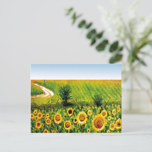 Sonnenblumen Postkarte (Stehend Vorderseite)
