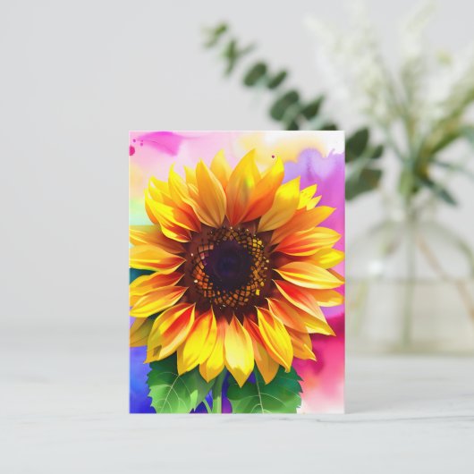 Sonnenblumen Postkarte - Lebhafte Blumenpracht - S (Stehend Vorderseite)