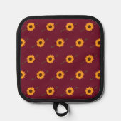 Sonnenblumen Pot Holder (Barn Red & Gold) Topflappen (Vorderseite)