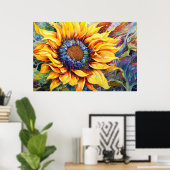 Sonnenblumen Power Aquarellmalerei Poster (Heimbüro)