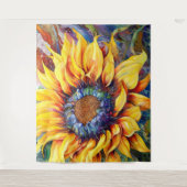 Sonnenblumen Power Aquarellmalerei Wandteppich (Vorderseite)
