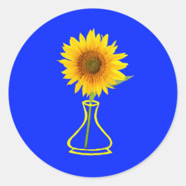Sonnenblumen-Power Sonnenblumen und Vase Runder Aufkleber