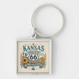 Sonnenblumen-Prärie Route 66 Kansas Queen Charm Schlüsselanhänger