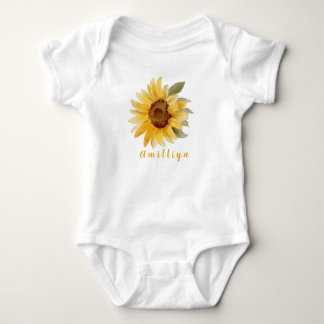 Sonnenblumen Print Personalisiert Name Niedlich Mo Baby Strampler