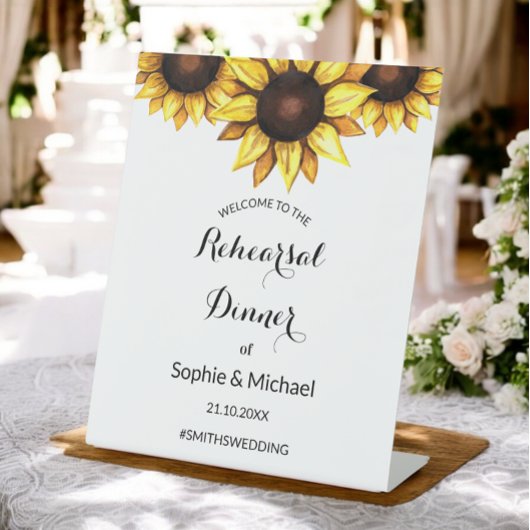 Sonnenblumen Probe Abendessen Herzlich willkommen Sockelschild