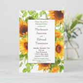 Sonnenblumen Probe Abendessen mit Blumen Einladung (Stehend Vorderseite)