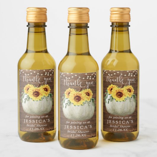 Sonnenblumen Pumpkin Mini Weinflasche Etikett (Flaschen)