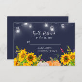 Sonnenblumen Pumpkin String Lights Rustische Hochz RSVP Karte (Vorne/Hinten)