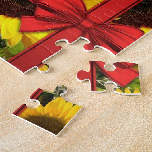 Sonnenblumen Puzzles Rote Rose Red Bow (Seite)
