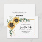 Sonnenblumen-QR-Code-Hochzeit Termin vormerken (Vorne/Hinten)