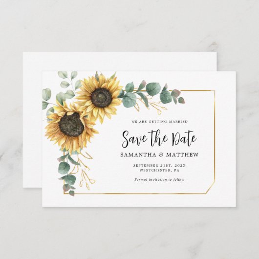 Sonnenblumen QR-Code Hochzeitssache Speichern Sie (Vorne/Hinten)