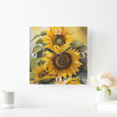 Sonnenblumen Quadratische Wanduhr (Zuhause)