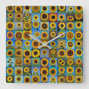 Sonnenblumen Quadratische Wanduhr