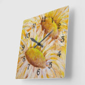 Sonnenblumen Quadratische Wanduhr (Winkel)