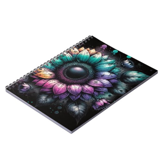 Sonnenblumen Rainbow Splash Spiral Foto Notebook Notizblock (Linke Seite)