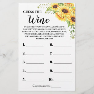 Sonnenblumen Raten Sie die Duschkarte für die Wine Flyer