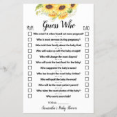 Sonnenblumen raten, wer Baby Duschkarte hat Flyer (Vorne)