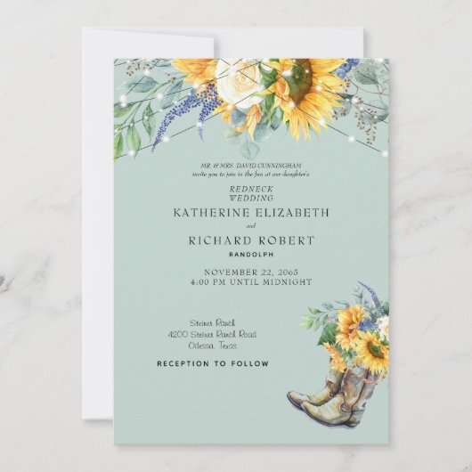 Sonnenblumen-Redneck Einladung (Vorderseite)