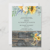 Sonnenblumen Redneck Holz Stiefel Licht Einladung (Vorderseite)