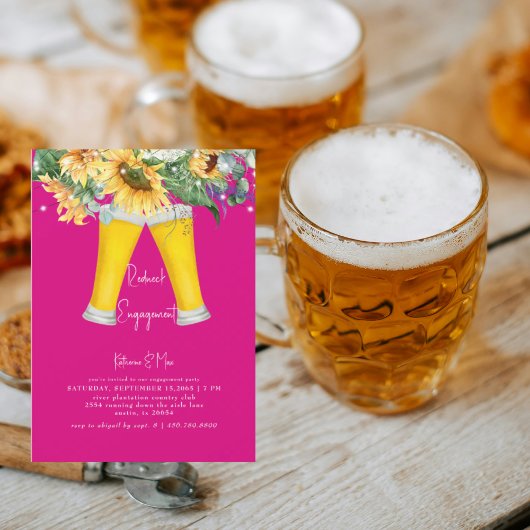 Sonnenblumen-Redneck Hot-Pink-Engagement Partei Einladung