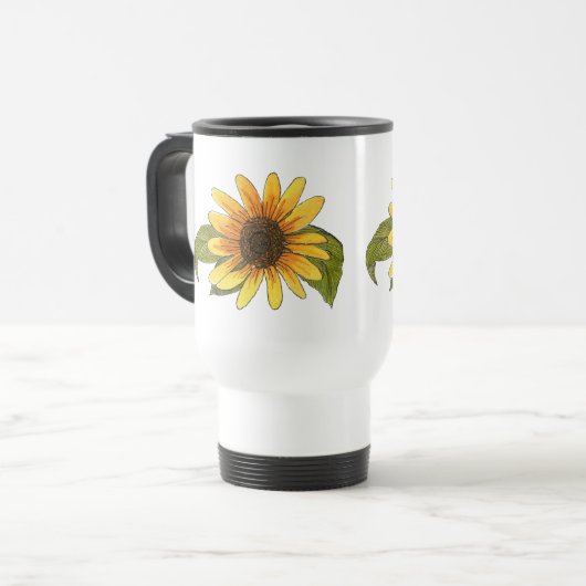 Sonnenblumen-Reisetuch Reisebecher (Vorderseite Links)