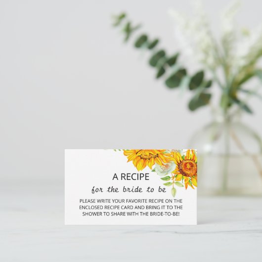 Sonnenblumen Rezept für die Umschließungskarte Begleitkarte (Stehend Vorderseite)