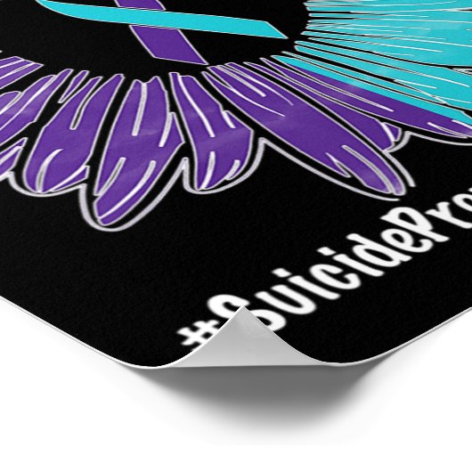 Sonnenblumen Ribbon Suizidprävention Bewusstsein Poster (Ecke)