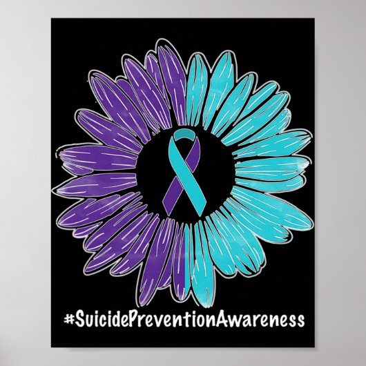 Sonnenblumen Ribbon Suizidprävention Bewusstsein Poster (Vorne)
