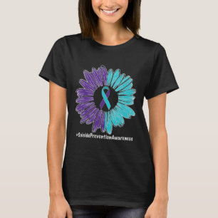 Sonnenblumen Ribbon Suizidprävention Bewusstsein T-Shirt