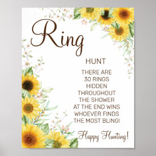 Sonnenblumen-Ring-Ring-Brautparty-Spielschild Poster