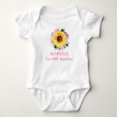 Sonnenblumen Rosa Blütenblume Personalisierter Nam Baby Strampler (Vorderseite)
