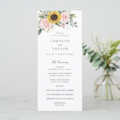 Sonnenblumen Rosa Blütenfarben Romantische Hochzei Programm (Stehend Vorderseite)