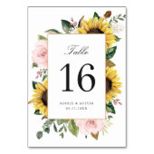 Sonnenblumen Rosa Blütenfarben Romantische Tischnu Tischnummer (Rückseite)
