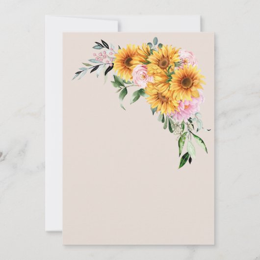 Sonnenblumen Rosa Rosenoval Brautparty Einladung (Rückseite)