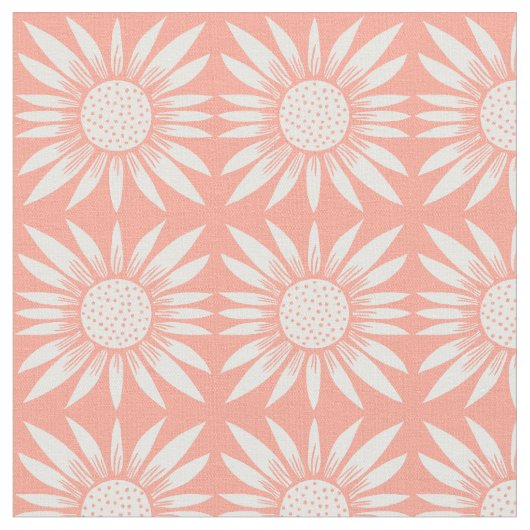 Sonnenblumen Rosa Ziegel Muster Stoff (Nahaufnahme)