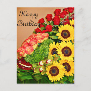Sonnenblumen, Rose & Anth_ Postkarte