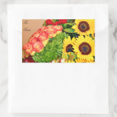 Sonnenblumen, Rose & Anth_ Rechteckiger Aufkleber (Tasche)
