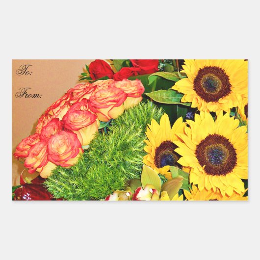 Sonnenblumen, Rose & Anth_ Rechteckiger Aufkleber (Vorderseite)