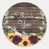 Sonnenblumen Rose Barn Wood Vielen Dank Runder Aufkleber (Vorderseite)