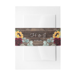 Sonnenblumen Rose Barnholz Rustikale Hochzeit Einladungsbanderole