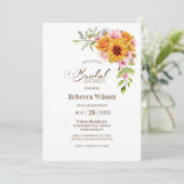 Sonnenblumen Rose Blumengebirge Brautparty Einladung (Stehend Vorderseite)