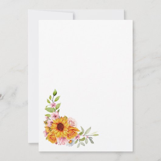 Sonnenblumen-Rose Blumenhochzeit Empfang Einladung (Rückseite)